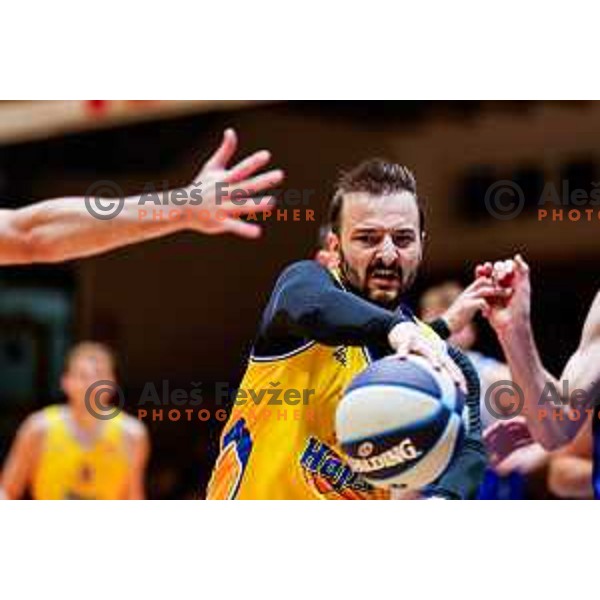 Daniel Vujasinovic in action during OTP Bank League 2025/2026 basketball match between Hopsi Polzela and Sentjur in Polzela, Slovenia on October 4, 2025 