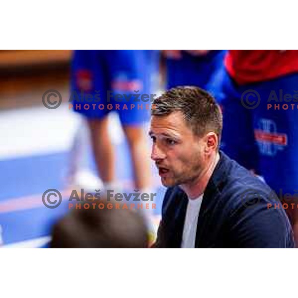 Andrej Podvrsnik, head coach of Sentjur during OTP Bank League 2025/2026 basketball match between Hopsi Polzela and Sentjur in Polzela, Slovenia on October 4, 2025