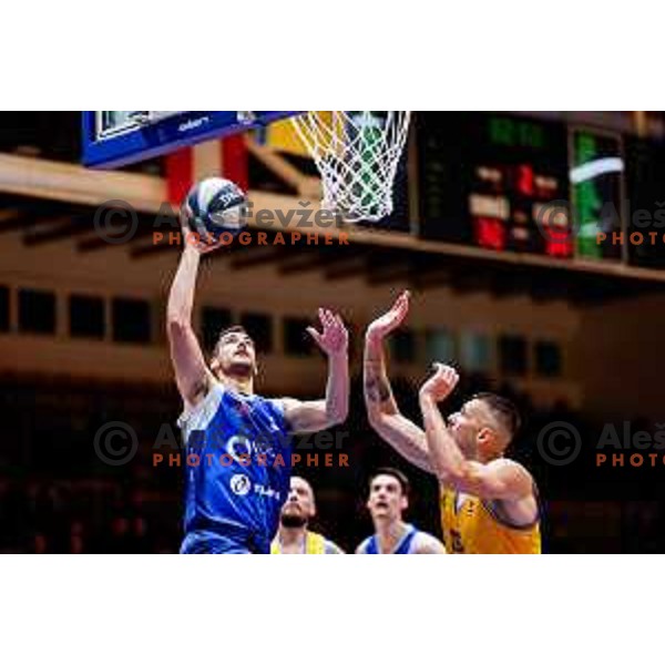 in action during OTP Bank League 2025/2026 basketball match between Hopsi Polzela and Sentjur in Polzela, Slovenia on October 4, 2025