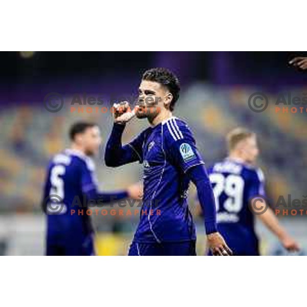 Omar Rekik celebrates goal during Prva liga Telemach 2025/26 football match between NK Maribor and NK Domzale in Ljudski vrt, Maribor, Slovenia on October 4, 2025. Photo: Jure Banfi