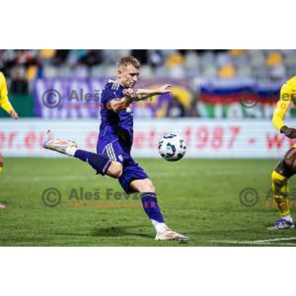 David Pejicic in action during Prva liga Telemach 2025/26 football match between NK Maribor and NK Domzale in Ljudski vrt, Maribor, Slovenia on October 4, 2025. Photo: Jure Banfi