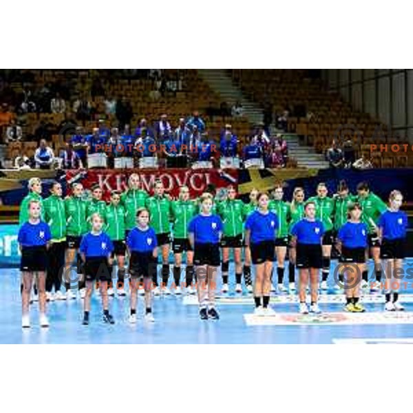 Ferencvaros TC-Rail Cargo Hungaria prior to EHF Women’s Champions League 2025/2026 handball match between Krim OTP Group Mercator (SLO) and Ferencvaros TC-Rail Cargo Hungaria (HU) in Ljubljana, Slovenia on October 5, 2025. Photo: Filip Barbalic