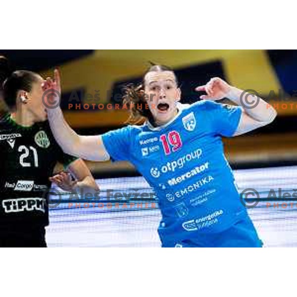 Anne With Johansen of Krim Mercator in action during EHF Women’s Champions League 2025/2026 handball match between Krim OTP Group Mercator (SLO) and Ferencvaros TC-Rail Cargo Hungaria (HU) in Ljubljana, Slovenia on October 5, 2025. Photo: Filip Barbalic