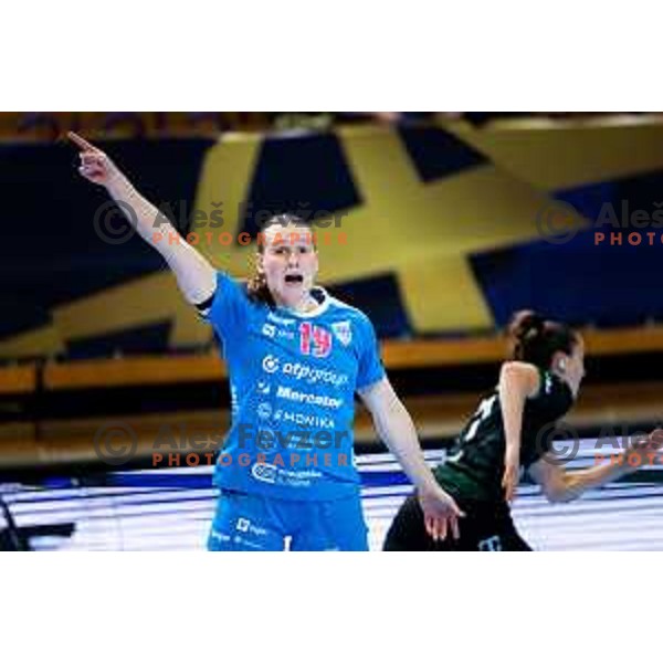 Anne With Johansen of Krim Mercator in action during EHF Women’s Champions League 2025/2026 handball match between Krim OTP Group Mercator (SLO) and Ferencvaros TC-Rail Cargo Hungaria (HU) in Ljubljana, Slovenia on October 5, 2025. Photo: Filip Barbalic