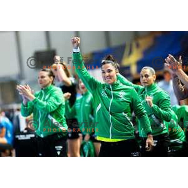 Julia Harsfalvi of Ferencvaros TC-Rail Cargo Hungaria in action during EHF Women’s Champions League 2025/2026 handball match between Krim OTP Group Mercator (SLO) and Ferencvaros TC-Rail Cargo Hungaria (HU) in Ljubljana, Slovenia on October 5, 2025. Photo: Filip Barbalic
