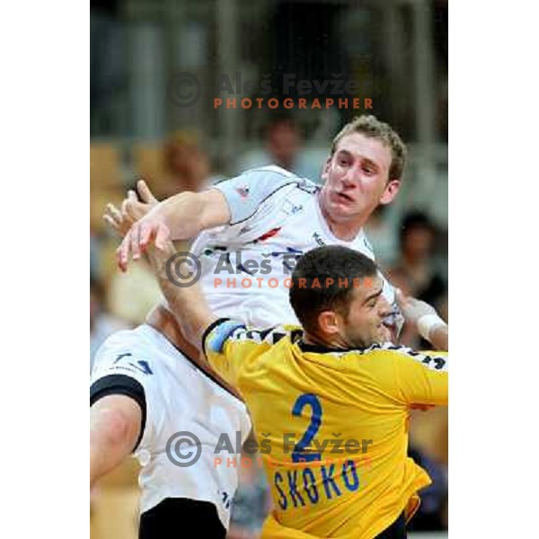 Susin, Skoko at handball match Cimos Koper- Trimo Trebnje in the final of slovenian Supercup, played in Bonifika, Koper 6.9.2008. Cimos Koper won 37:26 