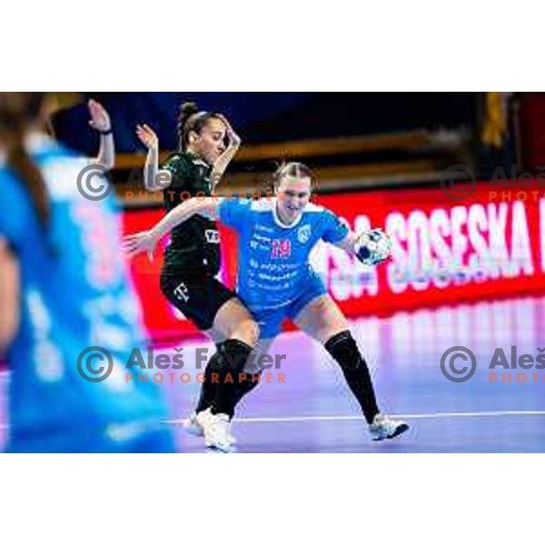 Anne With Johansen of Krim Mercator in action during EHF Women’s Champions League 2025/2026 handball match between Krim OTP Group Mercator (SLO) and Ferencvaros TC-Rail Cargo Hungaria (HU) in Ljubljana, Slovenia on October 5, 2025. Photo: Filip Barbalic