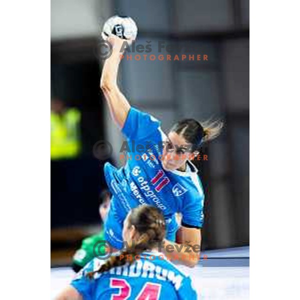 Ana Abina of Krim Mercator in action during EHF Women’s Champions League 2025/2026 handball match between Krim OTP Group Mercator (SLO) and Ferencvaros TC-Rail Cargo Hungaria (HU) in Ljubljana, Slovenia on October 5, 2025. Photo: Filip Barbalic