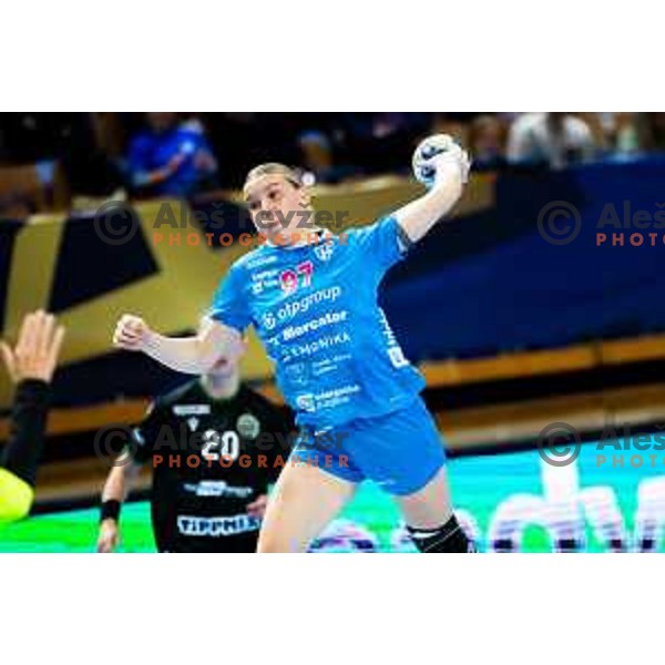 Philomena Egger of Krim Mercator in action during EHF Women’s Champions League 2025/2026 handball match between Krim OTP Group Mercator (SLO) and Ferencvaros TC-Rail Cargo Hungaria (HU) in Ljubljana, Slovenia on October 5, 2025. Photo: Filip Barbalic