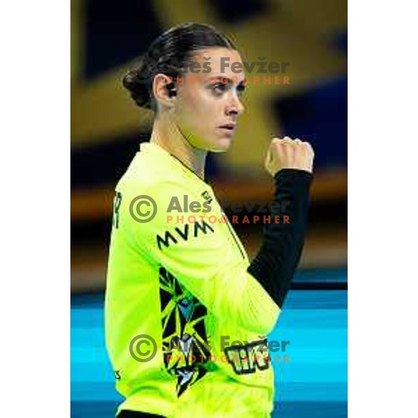 Laura Glauser of Ferencvaros TC-Rail Cargo Hungaria in action during EHF Women’s Champions League 2025/2026 handball match between Krim OTP Group Mercator (SLO) and Ferencvaros TC-Rail Cargo Hungaria (HU) in Ljubljana, Slovenia on October 5, 2025. Photo: Filip Barbalic