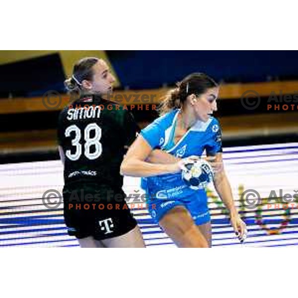 Ana Abina of Krim Mercator in action during EHF Women’s Champions League 2025/2026 handball match between Krim OTP Group Mercator (SLO) and Ferencvaros TC-Rail Cargo Hungaria (HU) in Ljubljana, Slovenia on October 5, 2025. Photo: Filip Barbalic