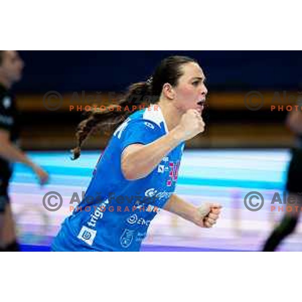 Sofie Bardrum of Krim Mercator in action during EHF Women’s Champions League 2025/2026 handball match between Krim OTP Group Mercator (SLO) and Ferencvaros TC-Rail Cargo Hungaria (HU) in Ljubljana, Slovenia on October 5, 2025. Photo: Filip Barbalic
