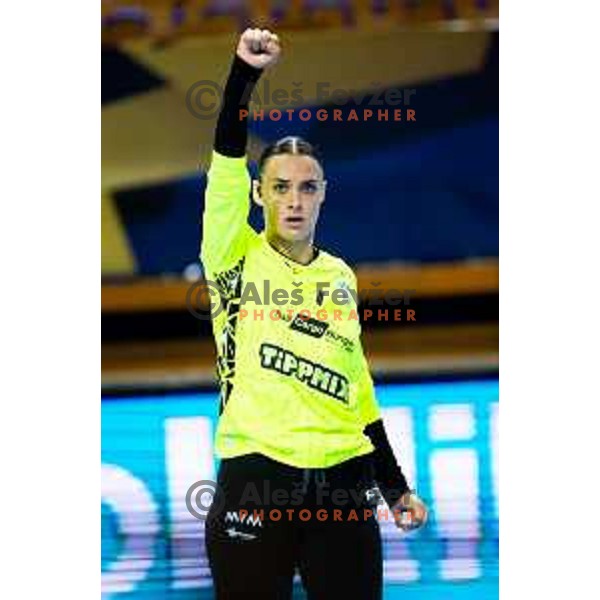 Laura Glauser of Ferencvaros TC-Rail Cargo Hungaria in action during EHF Women’s Champions League 2025/2026 handball match between Krim OTP Group Mercator (SLO) and Ferencvaros TC-Rail Cargo Hungaria (HU) in Ljubljana, Slovenia on October 5, 2025. Photo: Filip Barbalic