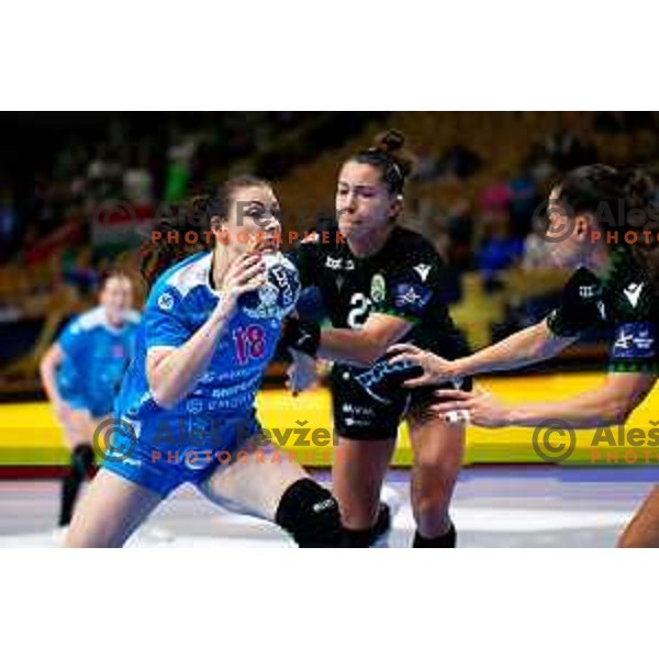 Nina Zulic of Krim Mercator in action during EHF Women’s Champions League 2025/2026 handball match between Krim OTP Group Mercator (SLO) and Ferencvaros TC-Rail Cargo Hungaria (HU) in Ljubljana, Slovenia on October 5, 2025. Photo: Filip Barbalic