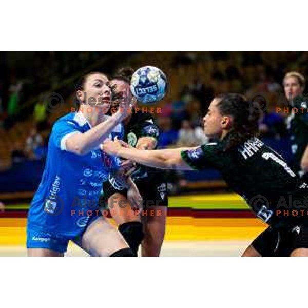Nina Zulic of Krim Mercator in action during EHF Women’s Champions League 2025/2026 handball match between Krim OTP Group Mercator (SLO) and Ferencvaros TC-Rail Cargo Hungaria (HU) in Ljubljana, Slovenia on October 5, 2025. Photo: Filip Barbalic
