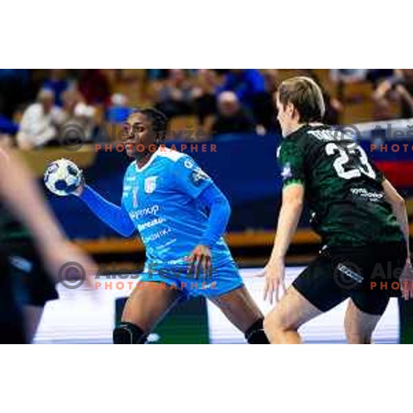 Grace Zaadi Deuna of Krim Mercator in action during EHF Women’s Champions League 2025/2026 handball match between Krim OTP Group Mercator (SLO) and Ferencvaros TC-Rail Cargo Hungaria (HU) in Ljubljana, Slovenia on October 5, 2025. Photo: Filip Barbalic