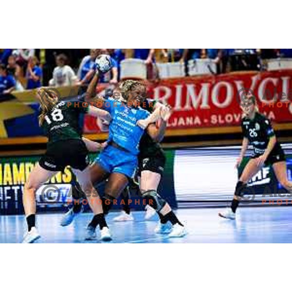 Liliane Martins Mario of Krim Mercator in action during EHF Women’s Champions League 2025/2026 handball match between Krim OTP Group Mercator (SLO) and Ferencvaros TC-Rail Cargo Hungaria (HU) in Ljubljana, Slovenia on October 5, 2025. Photo: Filip Barbalic