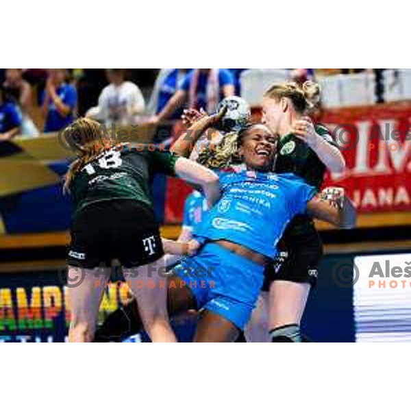 Liliane Martins Mario of Krim Mercator in action during EHF Women’s Champions League 2025/2026 handball match between Krim OTP Group Mercator (SLO) and Ferencvaros TC-Rail Cargo Hungaria (HU) in Ljubljana, Slovenia on October 5, 2025. Photo: Filip Barbalic