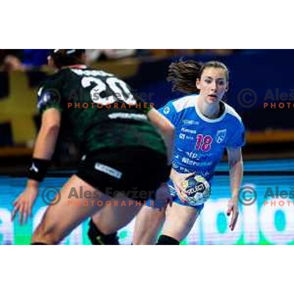 Nina Zulic of Krim Mercator in action during EHF Women’s Champions League 2025/2026 handball match between Krim OTP Group Mercator (SLO) and Ferencvaros TC-Rail Cargo Hungaria (HU) in Ljubljana, Slovenia on October 5, 2025. Photo: Filip Barbalic