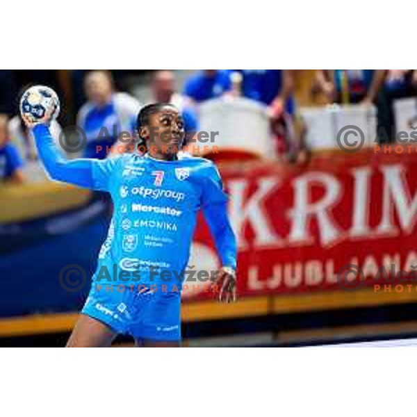 Grace Zaadi Deuna of Krim Mercator in action during EHF Women’s Champions League 2025/2026 handball match between Krim OTP Group Mercator (SLO) and Ferencvaros TC-Rail Cargo Hungaria (HU) in Ljubljana, Slovenia on October 5, 2025. Photo: Filip Barbalic