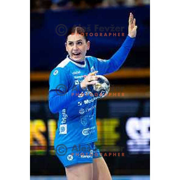 Tamara Horacek of Krim Mercator in action during EHF Women’s Champions League 2025/2026 handball match between Krim OTP Group Mercator (SLO) and Ferencvaros TC-Rail Cargo Hungaria (HU) in Ljubljana, Slovenia on October 5, 2025. Photo: Filip Barbalic