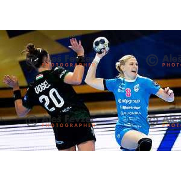 Tamara Mavsar of Krim Mercator in action during EHF Women’s Champions League 2025/2026 handball match between Krim OTP Group Mercator (SLO) and Ferencvaros TC-Rail Cargo Hungaria (HU) in Ljubljana, Slovenia on October 5, 2025. Photo: Filip Barbalic