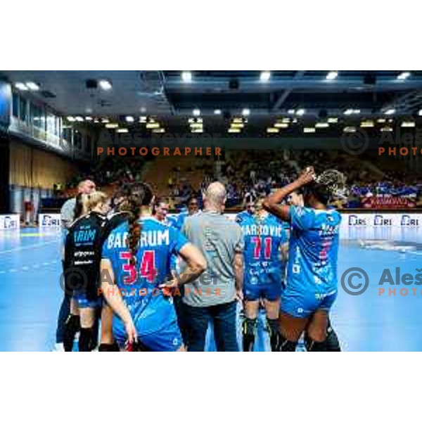 Krim Mercator in action during EHF Women’s Champions League 2025/2026 handball match between Krim OTP Group Mercator (SLO) and Ferencvaros TC-Rail Cargo Hungaria (HU) in Ljubljana, Slovenia on October 5, 2025. Photo: Filip Barbalic