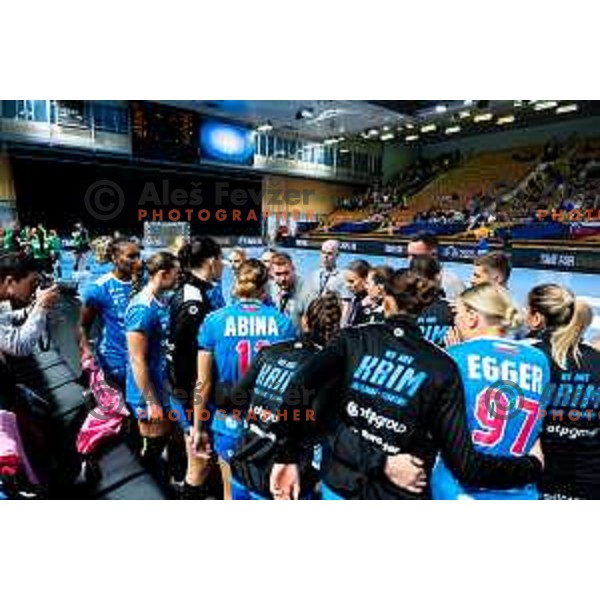Krim Mercator in action during EHF Women’s Champions League 2025/2026 handball match between Krim OTP Group Mercator (SLO) and Ferencvaros TC-Rail Cargo Hungaria (HU) in Ljubljana, Slovenia on October 5, 2025. Photo: Filip Barbalic