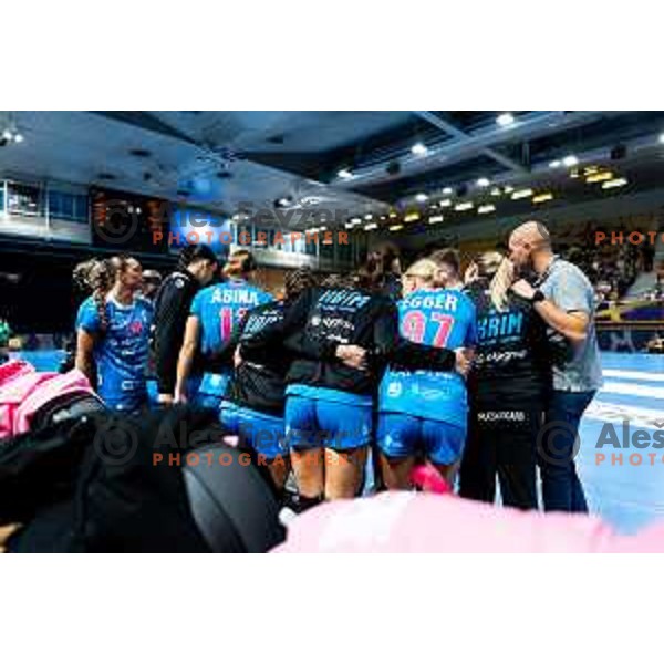 Krim Mercator in action during EHF Women’s Champions League 2025/2026 handball match between Krim OTP Group Mercator (SLO) and Ferencvaros TC-Rail Cargo Hungaria (HU) in Ljubljana, Slovenia on October 5, 2025. Photo: Filip Barbalic