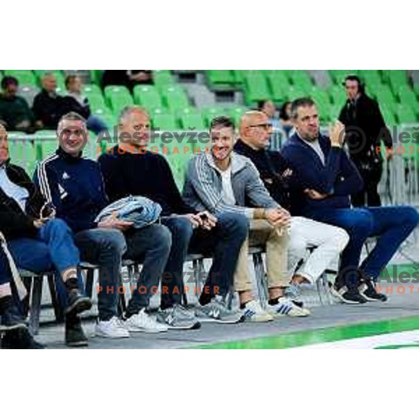 Raso Nesterovic, Goran Dragic, Aleksandar Djordjevic and Zarko Cabarkapa prior to ABA League 2025/2026 basketball match between Cedevita Olimpija (SLO) and Mega Superbet (SRB) in SRC Stozice, Ljubljana, Slovenia on October 5, 2025. Photo: Filip Barbalic