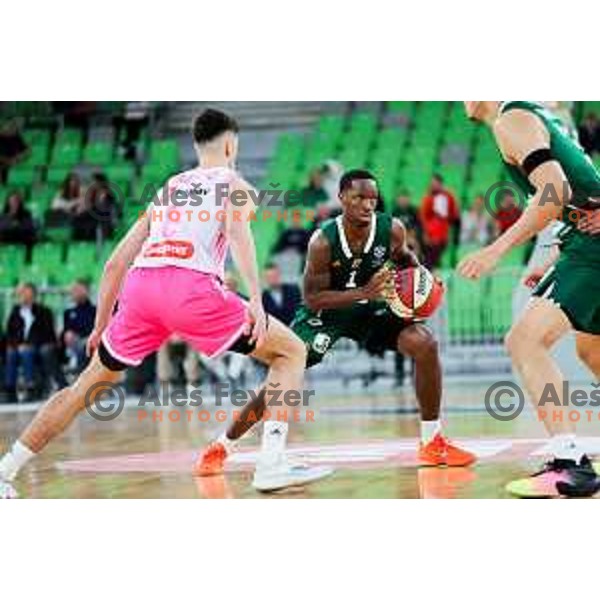 Umoja Gibson of Cedevita Olimpija in action during ABA League 2025/2026 basketball match between Cedevita Olimpija (SLO) and Mega Superbet (SRB) in SRC Stozice, Ljubljana, Slovenia on October 5, 2025. Photo: Filip Barbalic