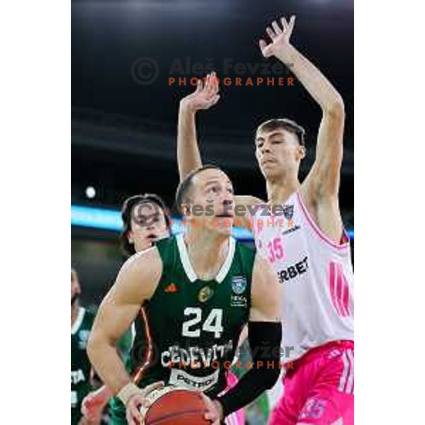 David Skara of Cedevita Olimpija in action during ABA League 2025/2026 basketball match between Cedevita Olimpija (SLO) and Mega Superbet (SRB) in SRC Stozice, Ljubljana, Slovenia on October 5, 2025. Photo: Filip Barbalic