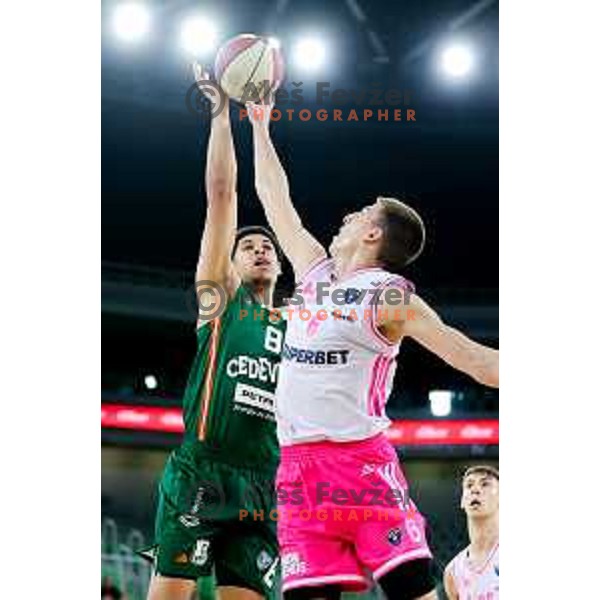 Cameron Houindo of Cedevita Olimpija in action during ABA League 2025/2026 basketball match between Cedevita Olimpija (SLO) and Mega Superbet (SRB) in SRC Stozice, Ljubljana, Slovenia on October 5, 2025. Photo: Filip Barbalic