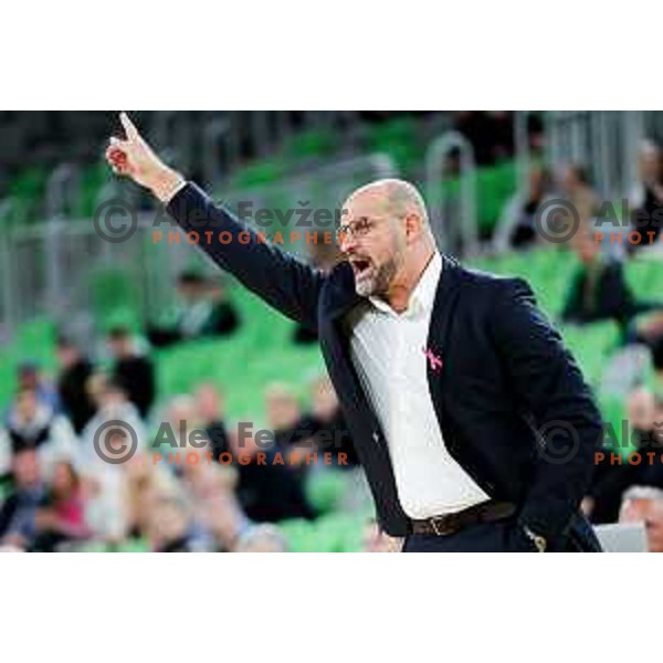 Head coach of Cedevita Olimpija, Zvezdan Mitrovic in action during ABA League 2025/2026 basketball match between Cedevita Olimpija (SLO) and Mega Superbet (SRB) in SRC Stozice, Ljubljana, Slovenia on October 5, 2025. Photo: Filip Barbalic