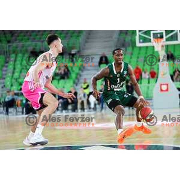 Umoja Gibson of Cedevita Olimpija in action during ABA League 2025/2026 basketball match between Cedevita Olimpija (SLO) and Mega Superbet (SRB) in SRC Stozice, Ljubljana, Slovenia on October 5, 2025. Photo: Filip Barbalic