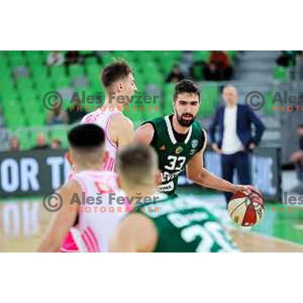 Nikolaos Chougkaz of Cedevita Olimpija in action during ABA League 2025/2026 basketball match between Cedevita Olimpija (SLO) and Mega Superbet (SRB) in SRC Stozice, Ljubljana, Slovenia on October 5, 2025. Photo: Filip Barbalic