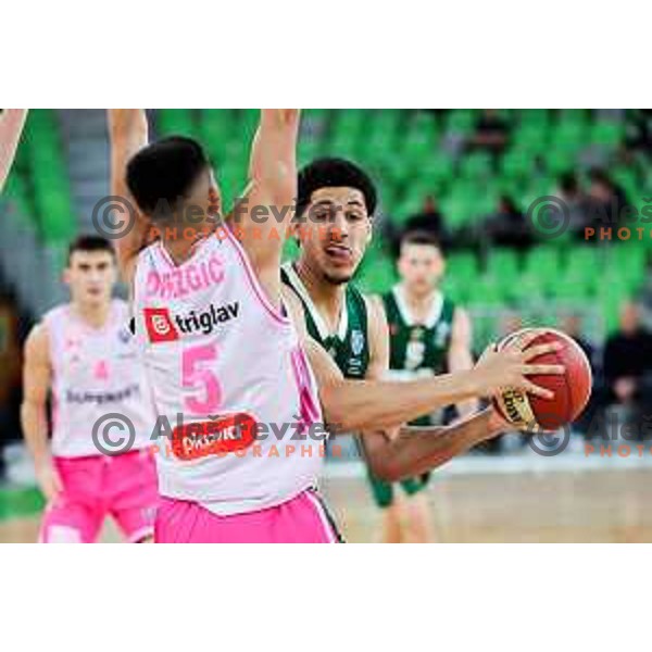 Cameron Houindo of Cedevita Olimpija in action during ABA League 2025/2026 basketball match between Cedevita Olimpija (SLO) and Mega Superbet (SRB) in SRC Stozice, Ljubljana, Slovenia on October 5, 2025. Photo: Filip Barbalic