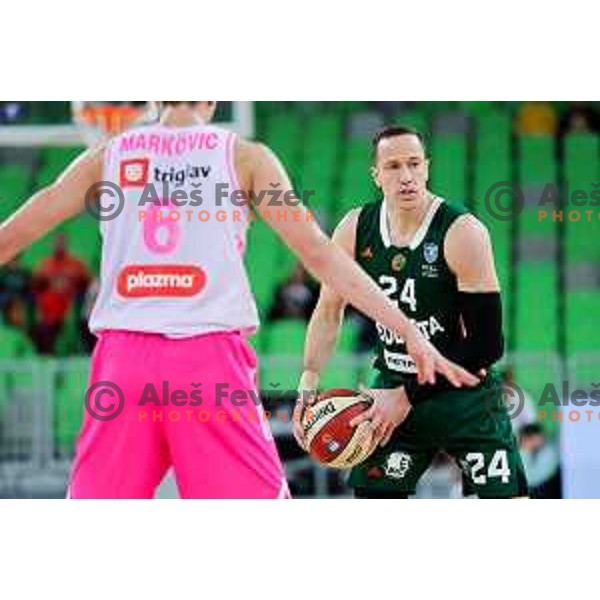 David Skara of Cedevita Olimpija in action during ABA League 2025/2026 basketball match between Cedevita Olimpija (SLO) and Mega Superbet (SRB) in SRC Stozice, Ljubljana, Slovenia on October 5, 2025. Photo: Filip Barbalic