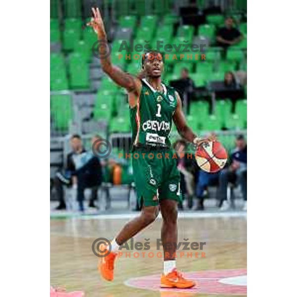 Umoja Gibson of Cedevita Olimpija in action during ABA League 2025/2026 basketball match between Cedevita Olimpija (SLO) and Mega Superbet (SRB) in SRC Stozice, Ljubljana, Slovenia on October 5, 2025. Photo: Filip Barbalic