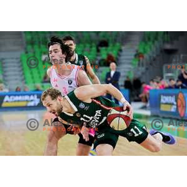 Jaka Blazic of Cedevita Olimpija in action during ABA League 2025/2026 basketball match between Cedevita Olimpija (SLO) and Mega Superbet (SRB) in SRC Stozice, Ljubljana, Slovenia on October 5, 2025. Photo: Filip Barbalic