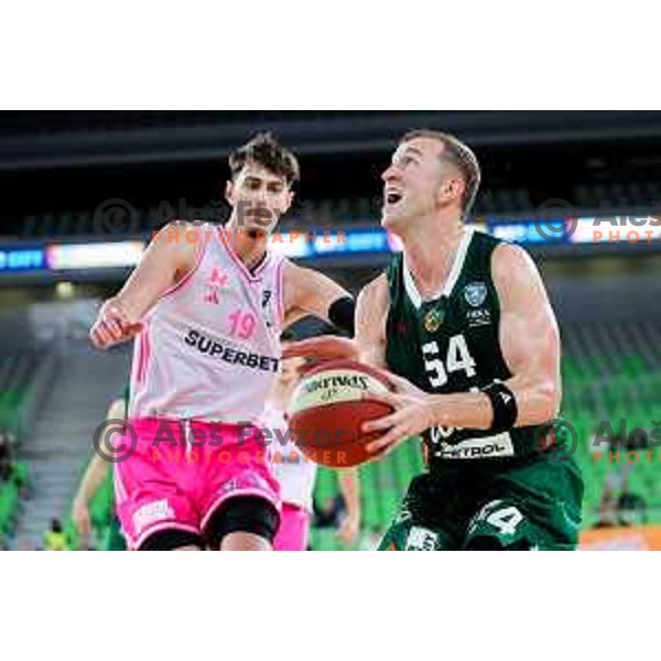 Thomas Kennedy of Cedevita Olimpija in action during ABA League 2025/2026 basketball match between Cedevita Olimpija (SLO) and Mega Superbet (SRB) in SRC Stozice, Ljubljana, Slovenia on October 5, 2025. Photo: Filip Barbalic