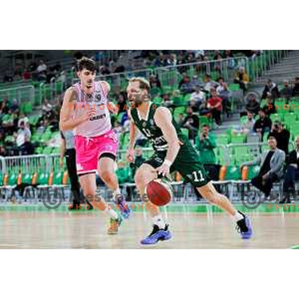 Jaka Blazic of Cedevita Olimpija in action during ABA League 2025/2026 basketball match between Cedevita Olimpija (SLO) and Mega Superbet (SRB) in SRC Stozice, Ljubljana, Slovenia on October 5, 2025. Photo: Filip Barbalic