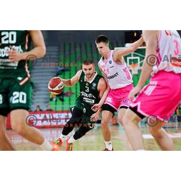 Rok Radovic of Cedevita Olimpija in action during ABA League 2025/2026 basketball match between Cedevita Olimpija (SLO) and Mega Superbet (SRB) in SRC Stozice, Ljubljana, Slovenia on October 5, 2025. Photo: Filip Barbalic