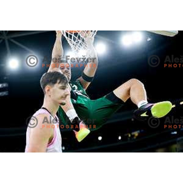 Cameron Houindo of Cedevita Olimpija in action during ABA League 2025/2026 basketball match between Cedevita Olimpija (SLO) and Mega Superbet (SRB) in SRC Stozice, Ljubljana, Slovenia on October 5, 2025. Photo: Filip Barbalic