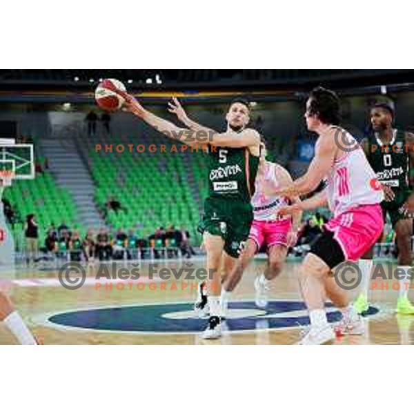 Aleksej Nikolic of Cedevita Olimpija in action during ABA League 2025/2026 basketball match between Cedevita Olimpija (SLO) and Mega Superbet (SRB) in SRC Stozice, Ljubljana, Slovenia on October 5, 2025. Photo: Filip Barbalic