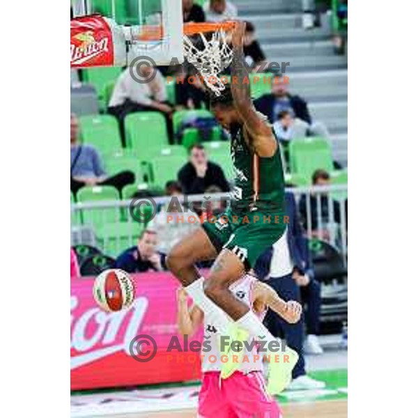 DJ Stewart of Cedevita Olimpija in action during ABA League 2025/2026 basketball match between Cedevita Olimpija (SLO) and Mega Superbet (SRB) in SRC Stozice, Ljubljana, Slovenia on October 5, 2025. Photo: Filip Barbalic