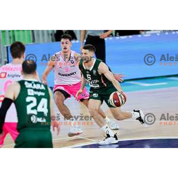 Aleksej Nikolic of Cedevita Olimpija in action during ABA League 2025/2026 basketball match between Cedevita Olimpija (SLO) and Mega Superbet (SRB) in SRC Stozice, Ljubljana, Slovenia on October 5, 2025. Photo: Filip Barbalic