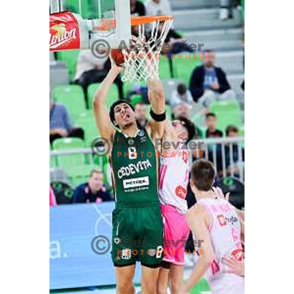 Cameron Houindo of Cedevita Olimpija in action during ABA League 2025/2026 basketball match between Cedevita Olimpija (SLO) and Mega Superbet (SRB) in SRC Stozice, Ljubljana, Slovenia on October 5, 2025. Photo: Filip Barbalic