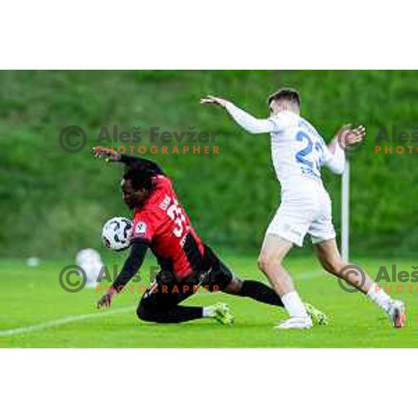in action during Prva liga Telemach 2025/2026 football match between Primorje and Koper in Ajdovscina, Slovenia on October 5, 2025