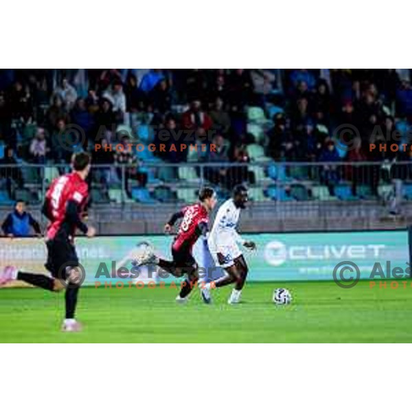 in action during Prva liga Telemach 2025/2026 football match between Primorje and Koper in Ajdovscina, Slovenia on October 5, 2025